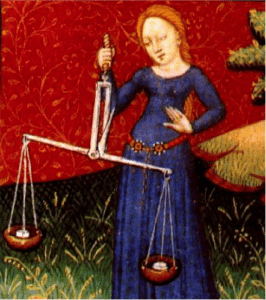 Libra rappresentata in un libro del XV secolo 